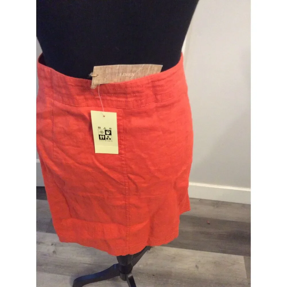 New NWT Linen Skirt Max Studio Size 12 Dark Orange